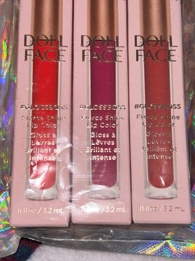 3X NEW Doll Face Shine Lip Color